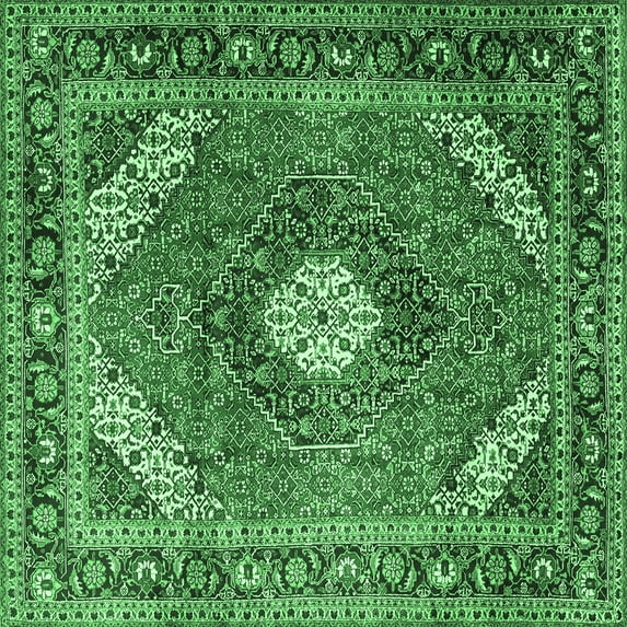 Ahgly Company Indoor Square Persian Emerald Green Traditional Area Rugs, 3' Square