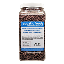 6 mm Floating Blackworm Pellets with Color Enhancers & Vitamins. Great for All Tropical Fish, Marine Fish, Cichlids, Carnivores, Discus, Coldwater Fish, Koi & Pond Fish…3-lb 8oz Lg Jar