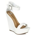 thumbnail image 1 of Breckelles CB04 Women Leatherette Single Band Ankle Strap Platform Wedge Sandal, 1 of 6