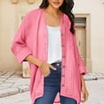 thumbnail image 6 of Lutiedan Long Sleeve Cardigans for Women Cotton Button Down High Low Cardigan Fall Casual Baggy Solid Cardigan,Hot Pink,M, 6 of 6