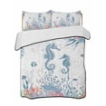 thumbnail image 2 of Coastal Seahorse Twin XL Size Down Alternative Comforter, Lightweight Comforter Quilt Bedding Set with Pillow Shams Summer Beach Nautical Ocean Coral All Seasons Bed Comforter Duvet Insert 68"x98", 2 of 7