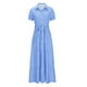 thumbnail image 4 of Vestido largo a rayas de verano 2024 para mujer, vestido informal con botones, manga corta, vestidos camiseros largos con cinturón,Blue,2XL, 4 of 6