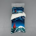 thumbnail image 1 of Nautical Duvet Cover Set, Vintage Vessel Sailing in Stormy Weather at Dark Night Majestic Wave Print, Bedding Set with Shams and Fitted Sheet, 3 Sizes, by Ambesonne, 1 of 3
