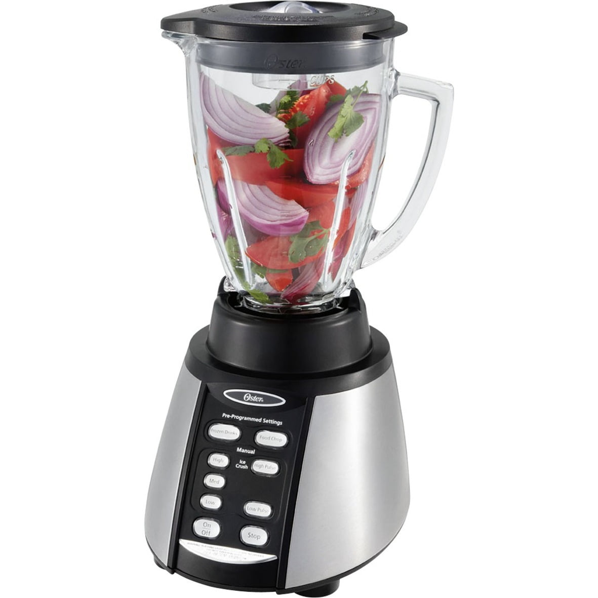 Oster Reverse Crush Counterforms Blender, 6Cup Glass Jar,SS/Red Finish