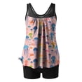 thumbnail image 5 of Nrmvnmi Tankini Swimsuits for Women 2 Piece Bathing Suits Floral Prints Round Neck Swim Tank Top with Boy Shorts Modest Swimwear Mothers Day Gifts, 5 of 5