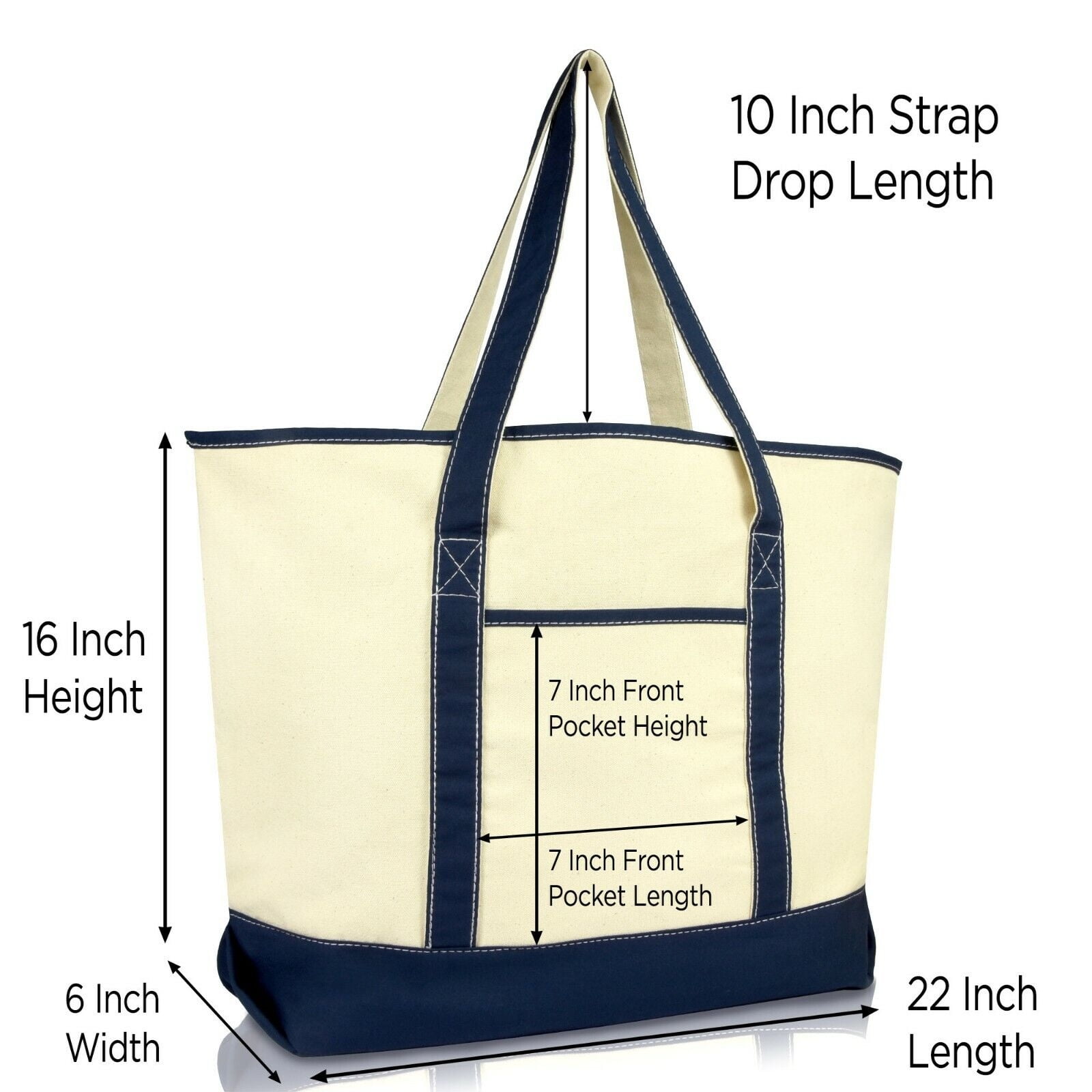 22 Extra Large Shopping Tote Grocery Bag with Outer Pocket in Black