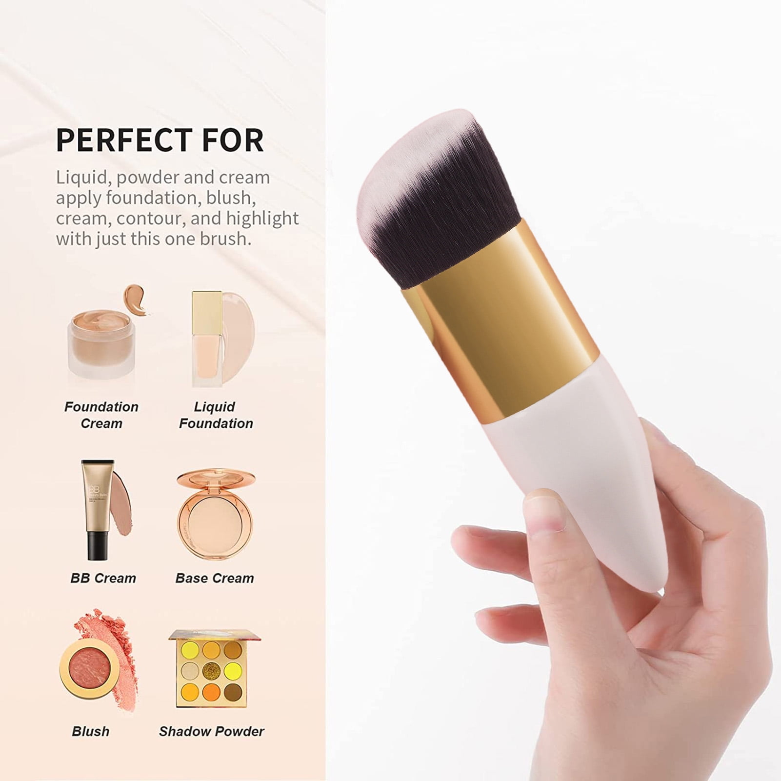 Hesroicy Foundation Makeup Brush Easy to Clean Chubby Tube Cone  Eco-friendly Multifunctional Cosmetics Accessory Nylon Loose Powder Makeup  Brush for