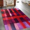 thumbnail image 2 of 3'x5' Area Rugs, Red Purple Indoor Outdoor Area Rug for Living Room Bedroom, Striped Plaid Modern Abstract Oil Painting Washable Bathroom Rugs Kitchen Floor Carpet Mats Home Decor Aesthetic, 2 of 8