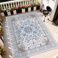 thumbnail image 5 of KOPOEELK 5x7 Washable Area Rug Carpet, Blue White Vintage Floral Medallion Non Slip Low Pile Stain Resistant Floor Decor for Living Room, Bedroom, Dining Room and Home Office, 5 of 6