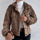 thumbnail image 3 of Abrigo De Felpa Engrosado para Mujer Chaqueta De Felpa De Un Solo Pecho De Moda Informal para Otoño Invierno Marrón M, 3 of 6