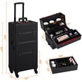 thumbnail image 6 of Topeakmart 3-in-1 Aluminum Cosmetic Case Professional Makeup Train Case Trolley with Carrying Strap, Black, 6 of 14