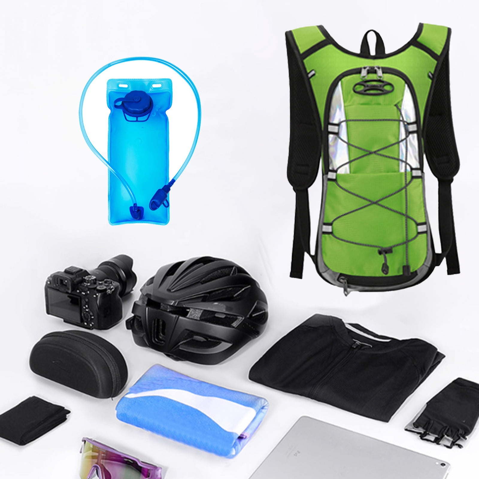 LWVITH Lightweight Hydration Backpack with 2L Water Bladder, Reflective Strip Running Hiking Daypack for Men Women, Cycling Vest Bag, Outdoor Sports Gear for Marathon Biking Trail, Travel Camping