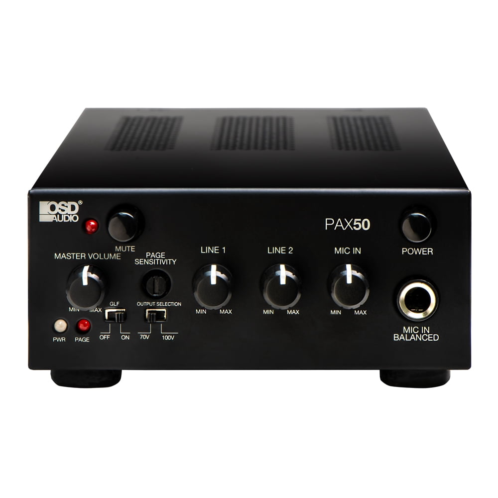OSD Audio PAX-50 50W Commercial 70V Amplifier, 2 Channel, Class D - ¼ Rack Width, 1U Height
