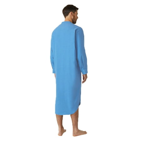

Relanfenk Men s Long-Sleeved Button-Down Solid Color Printed Shirt Stylish Nightgown