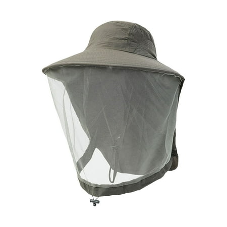 Kitem Mosquito Head Net Full-Mesh Design Drawstring Windproof Strap Good Breathability Beekeeping Men Bee Prevention Cap Gardening Fishing Insect Protective Cap