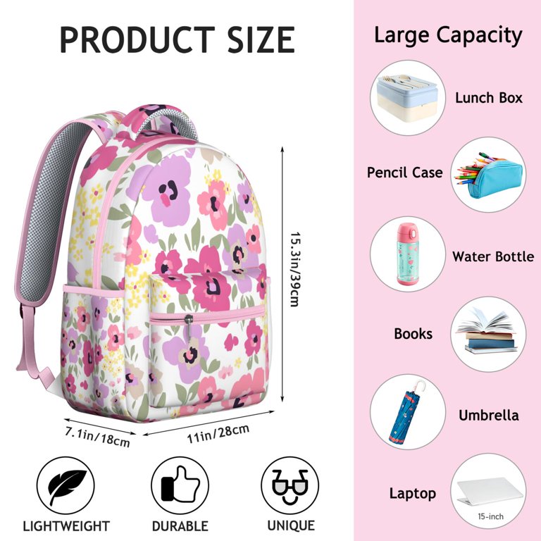 Sunflower & Wildflower Backpack - Water-Resistant School  display picture 2