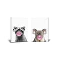 thumbnail image 1 of Awkward Styles Raccoon and Koala Chewing Bubble Gum Kids Room Decor Raccoon Canvas Bubble Gum Wall Art Gum Art Koala with Pink Gum Canvas Animal Wall Art Raccoon Canvas Painting Print Gift Set of 2, 1 of 4