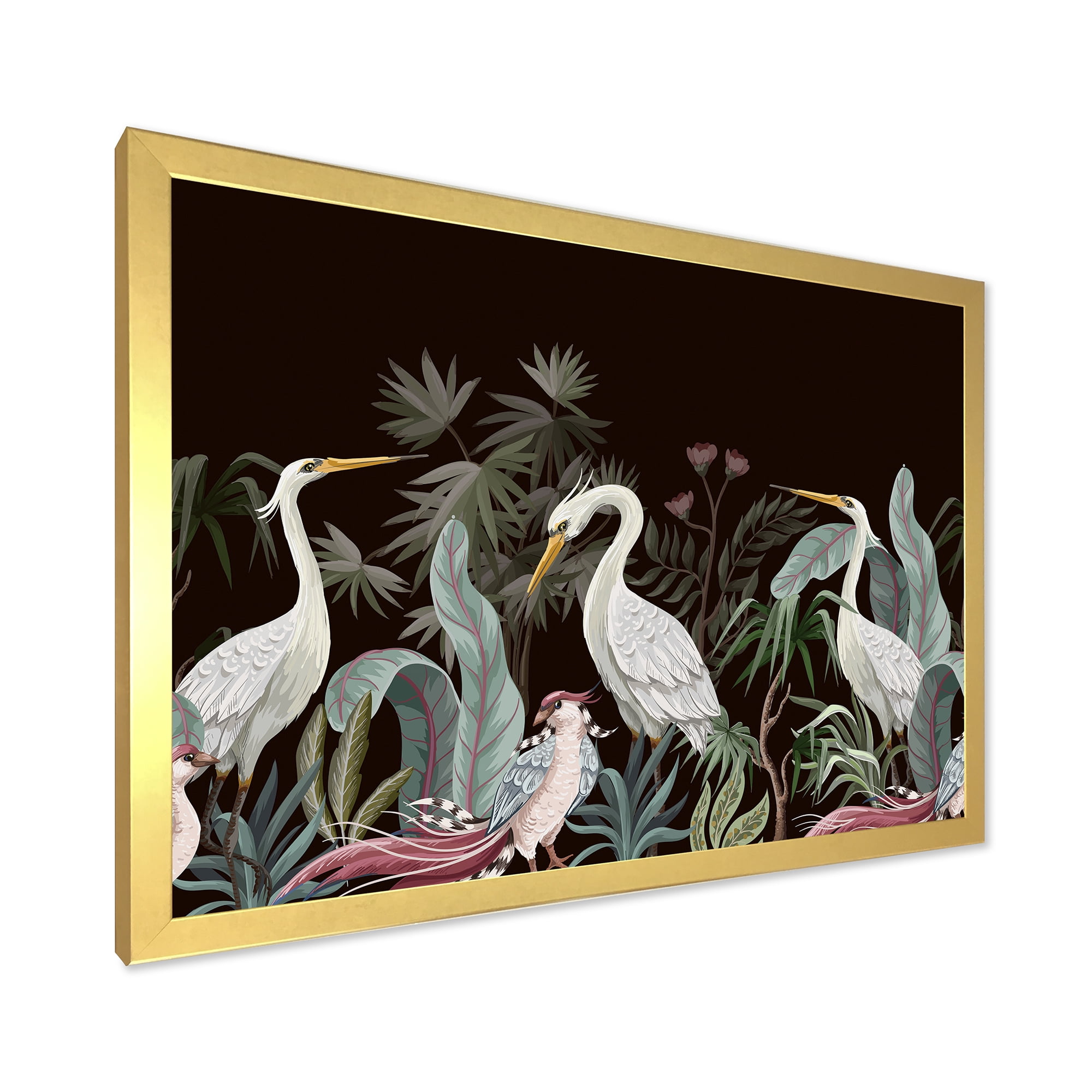 Designart 'Chinoiserie With Peonies and Birds III' Traditional Framed Art Print
