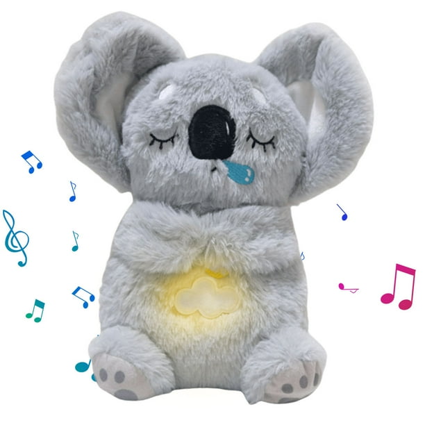 (Orejas en Movimiento) Koala Que Respira Calmante Bebé Recién Nacido Muñeca Calmante Con Y para Dormir Muñeca Musical (Gris)