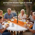 thumbnail image 2 of Round Outdoor Tablecloth with Umbrella Hole and Zipper, Orange Solid Color Texture Fitted Table Cover with Elastic Edge for 55-60 Inch, Simple Orange Stripes Waterproof Patio Tablecoths for Picnic, 2 of 9