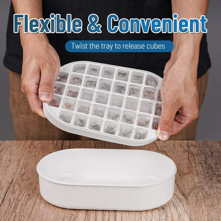 Ice Cube Tray with Lid and Bin, 36 Nugget Silicone Ice Tray for Freezer, Comes with Ice Container, Scoop and Cover