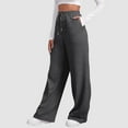 thumbnail image 5 of Cropped Pants Women Women’ s Lined Sweatpants Wide Straight Leg Pants Bottom Sweatpants Joggers Workout High Waisted Yoga With Pockets Womens Travel Petite Womens Slim Straight Leg Stretch Casu Gray M, 5 of 7