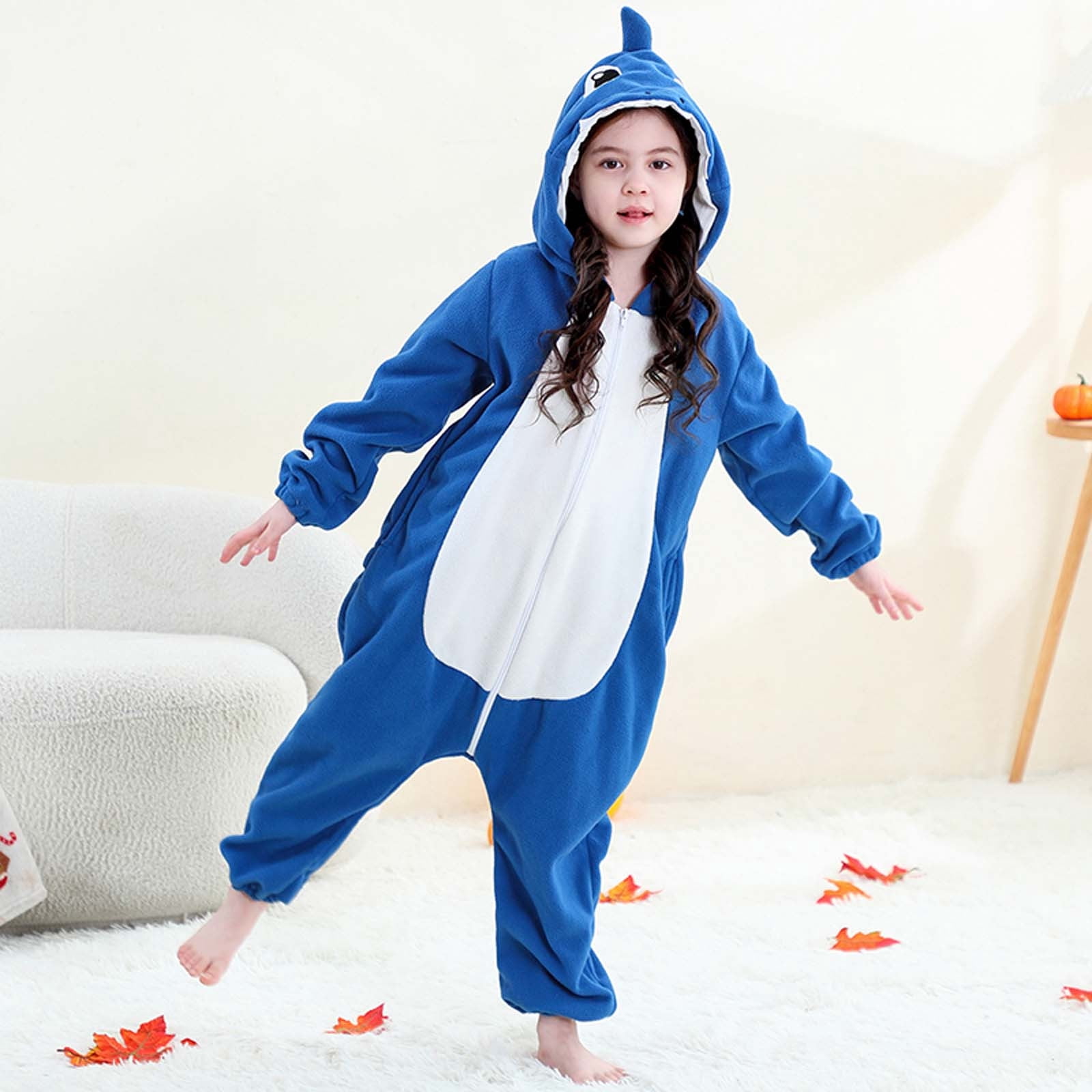 Hrsba Kids Onesie Pajamas, Kids Jumpsuit For 3-12 Years Unisex Kids Fleece Hooded Romper