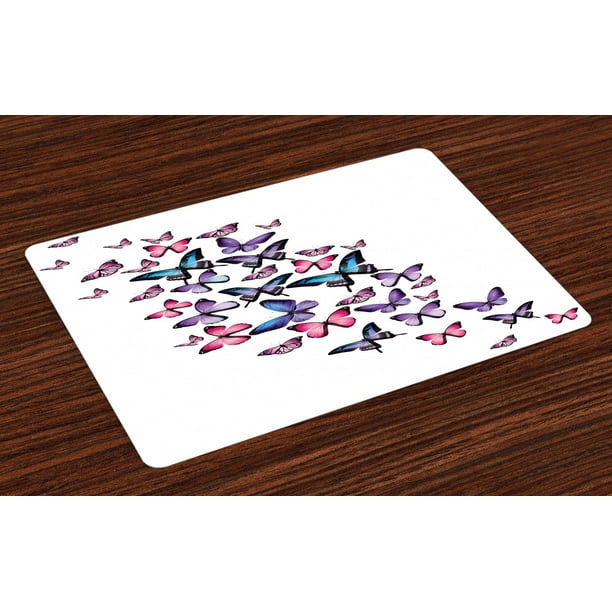 Butterflies Placemats Set of 4 Various Different Butterflies with Cute