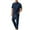 Navy, variant on Wyobmus Men's 2 Piece Linen Sets Breathable Casual Short Sleeve Henley Shirts and Straght Fit Pants With Pockets Summer Thin Vacation Outfits Black