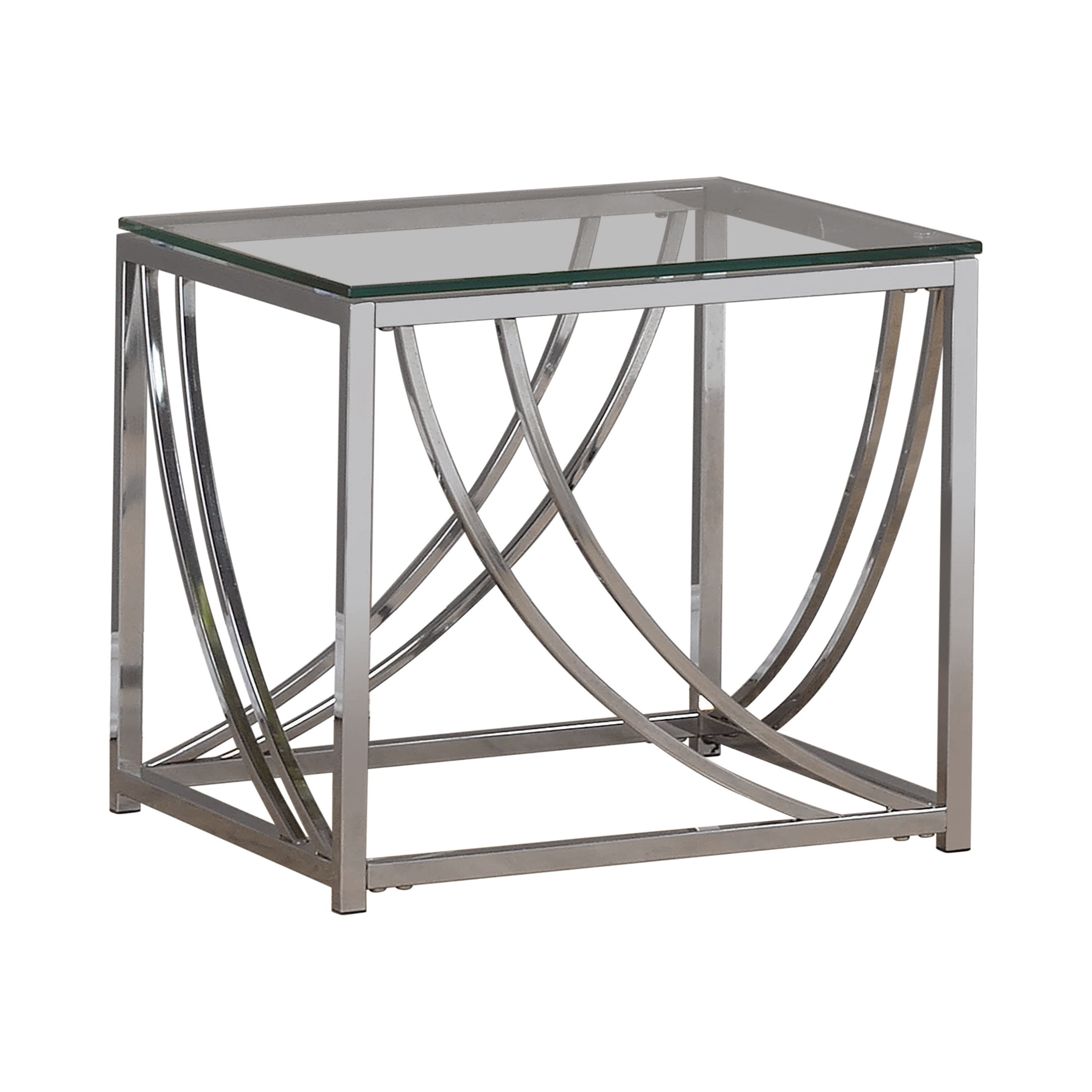 Coaster 720497-CO Glass Top End Table, Chrome