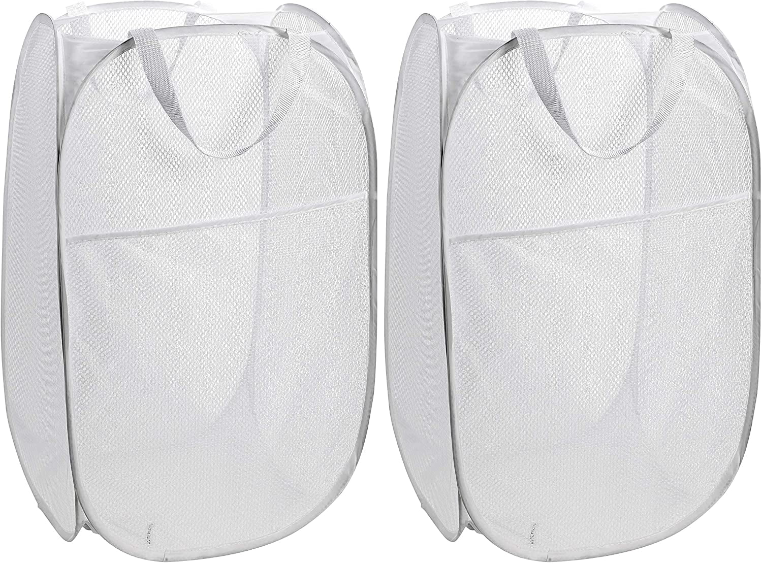 Pop-Up Laundry Hamper Foldable Laundry Bag Basket Mesh Hamper with Handles Gray 