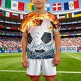 thumbnail image 2 of WUXIAN Kids Boys Summer Shirts Football Print Short Sleeve Round Neck Stylish Funny Graphic Top For Youth Comfort Lightweight Summer Trendy Outddor Soccer Ball Pattern Tee,Red,7-8 Years, 2 of 4