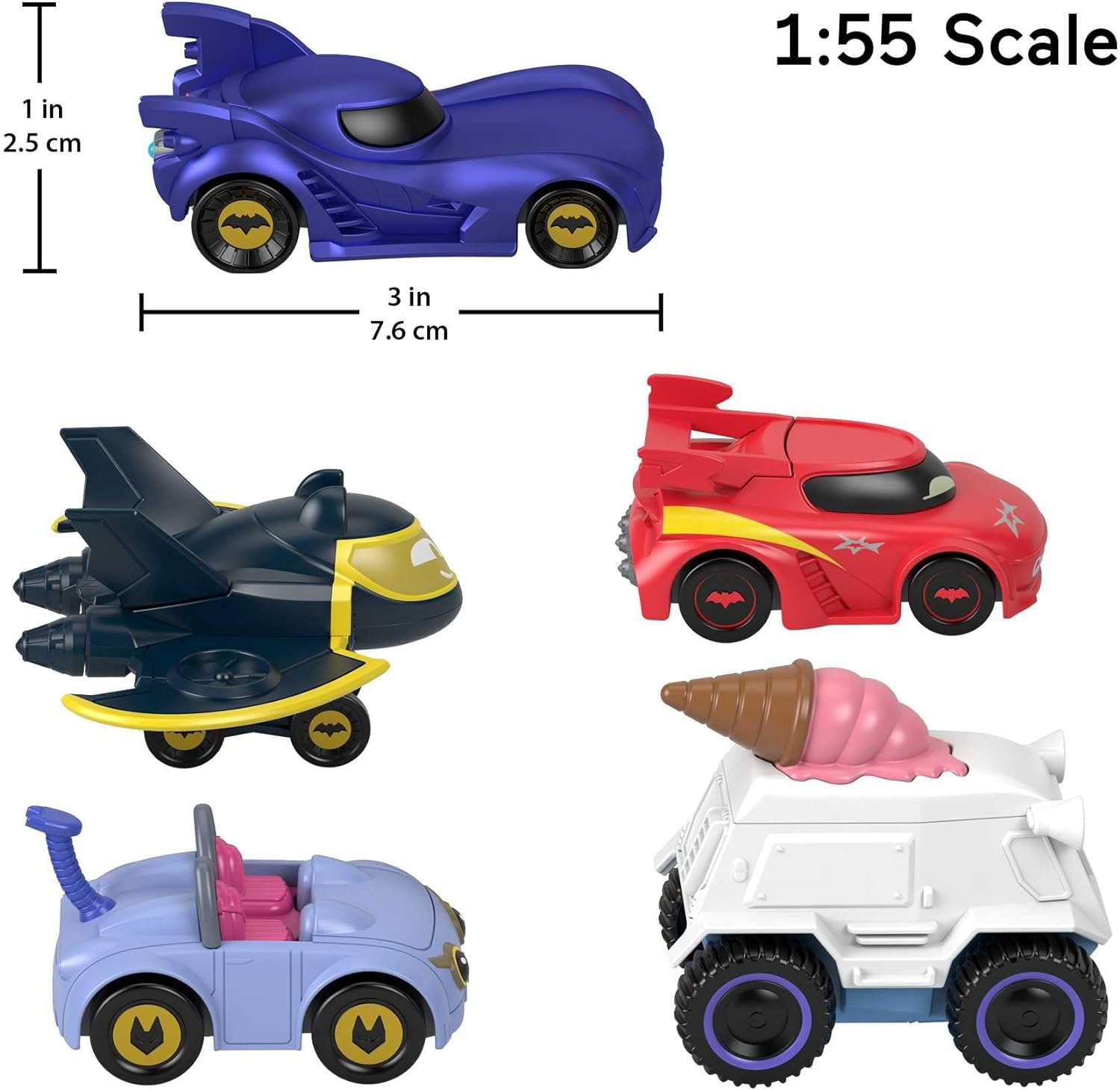 Fisher-Price DC Batcast Metal Diecast Car Set, 1:55 Scale
