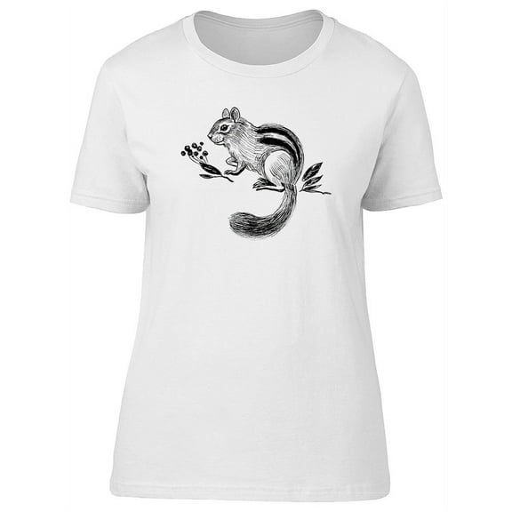 Cute Grunge Chipmunk Sketch T-Shirt Women -Image by Shutterstock, Female x-Large