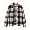 thumbnail image 6 of Fleece Jackets for Women Oversized Stand Collar Zip Up Jacket with Pockets Winter Casual Warm Trendy Plaid Plush Outerwear,Sizes S-2XL, 6 of 8