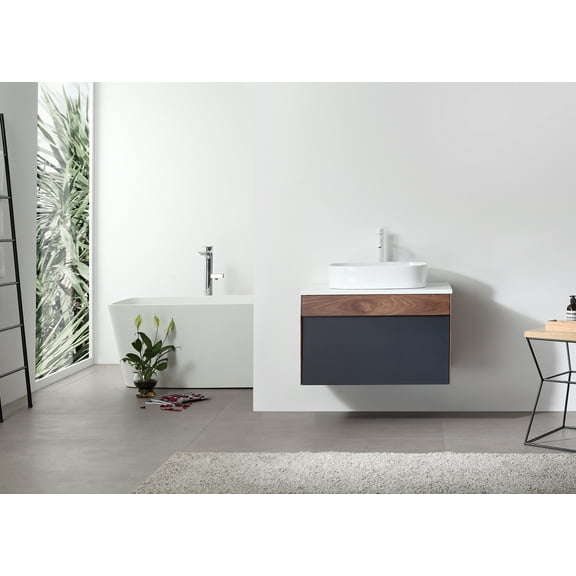 Ronda 30" Dark Blue Wall Mount Bathroom Vanity