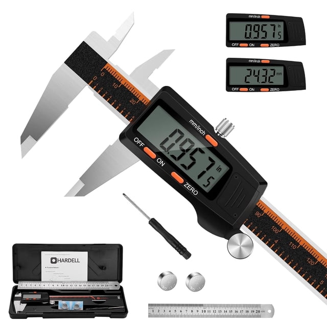 HARDELL Digital Caliper 6 Inch with Large LCD Screen, Calipers Measuring Tool with Auto-Off Feature, Inch/Millimeter Conversion, Electronic Vernier C