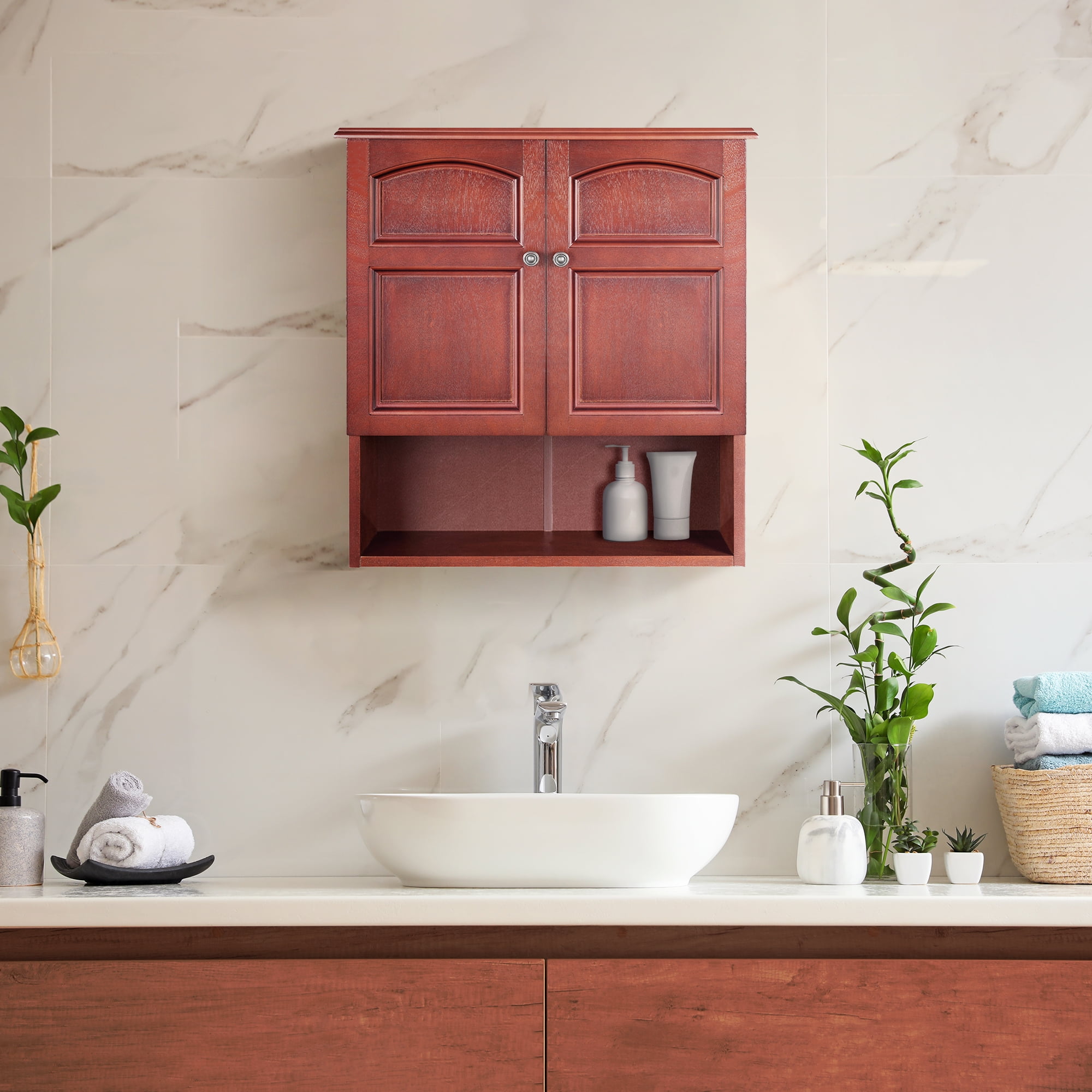 Mahogany bathroom wall cabinet discount