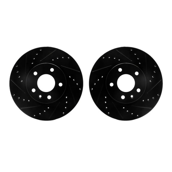 Dynamic Friction Company Front Brake Rotors-Drilled and Slotted-Black 8002-45005