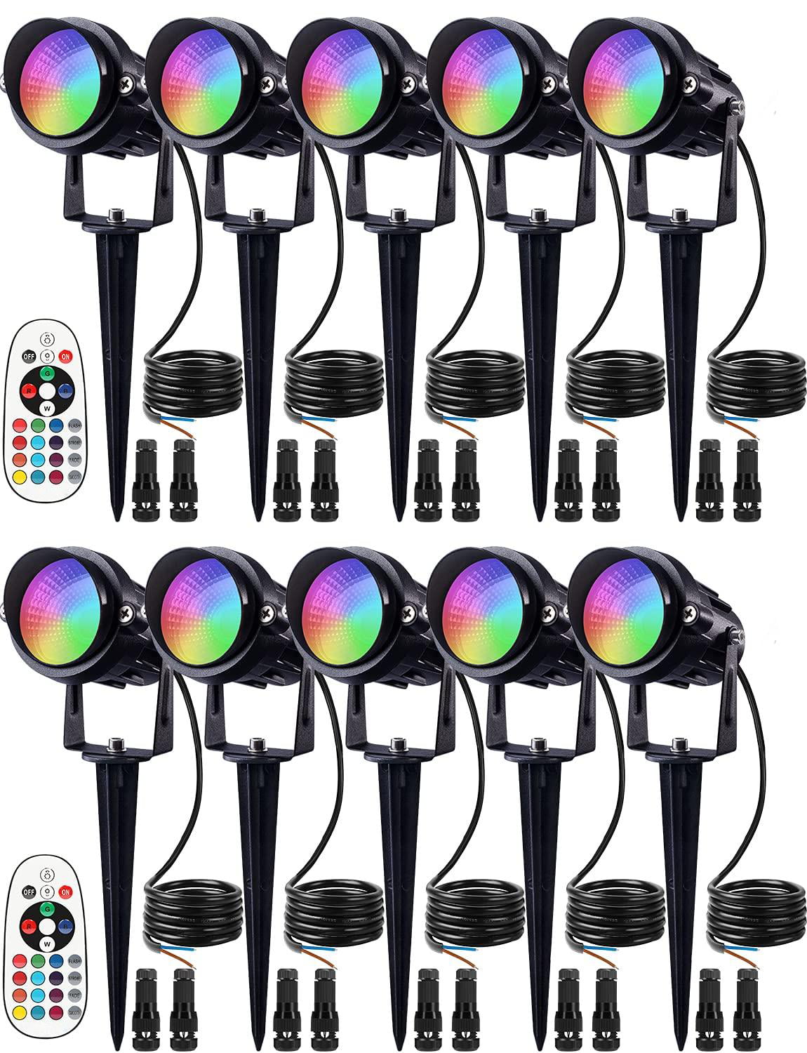 Landscape Lights,Color Changing Spotlight Outdoor12W RGB Landscape Light with Transformer,Bluetooth APP and Remote Control Garden Lights Waterproof Pathway Lighting Outdoor Spot lights with Spike Stand 4Pack 