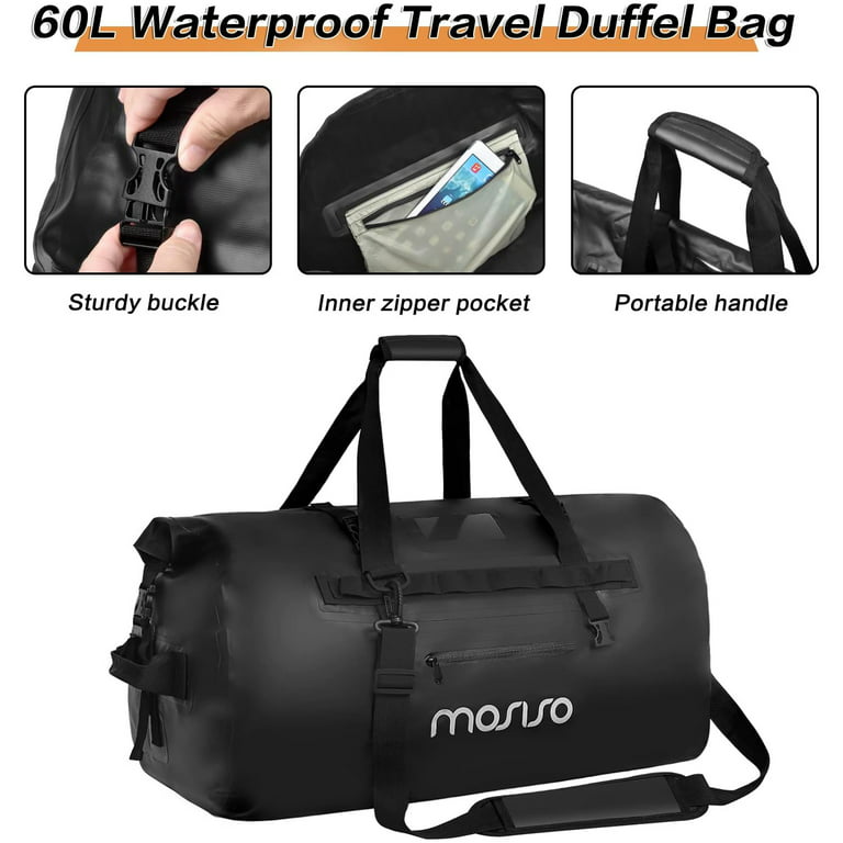 Mosiso Waterproof Duffel Bag 60L Travel Dry Duffel Bag for Outdoor Kayaking  Boating Rafting Fishing Motorcycling Camping Portable Weekend Overnight