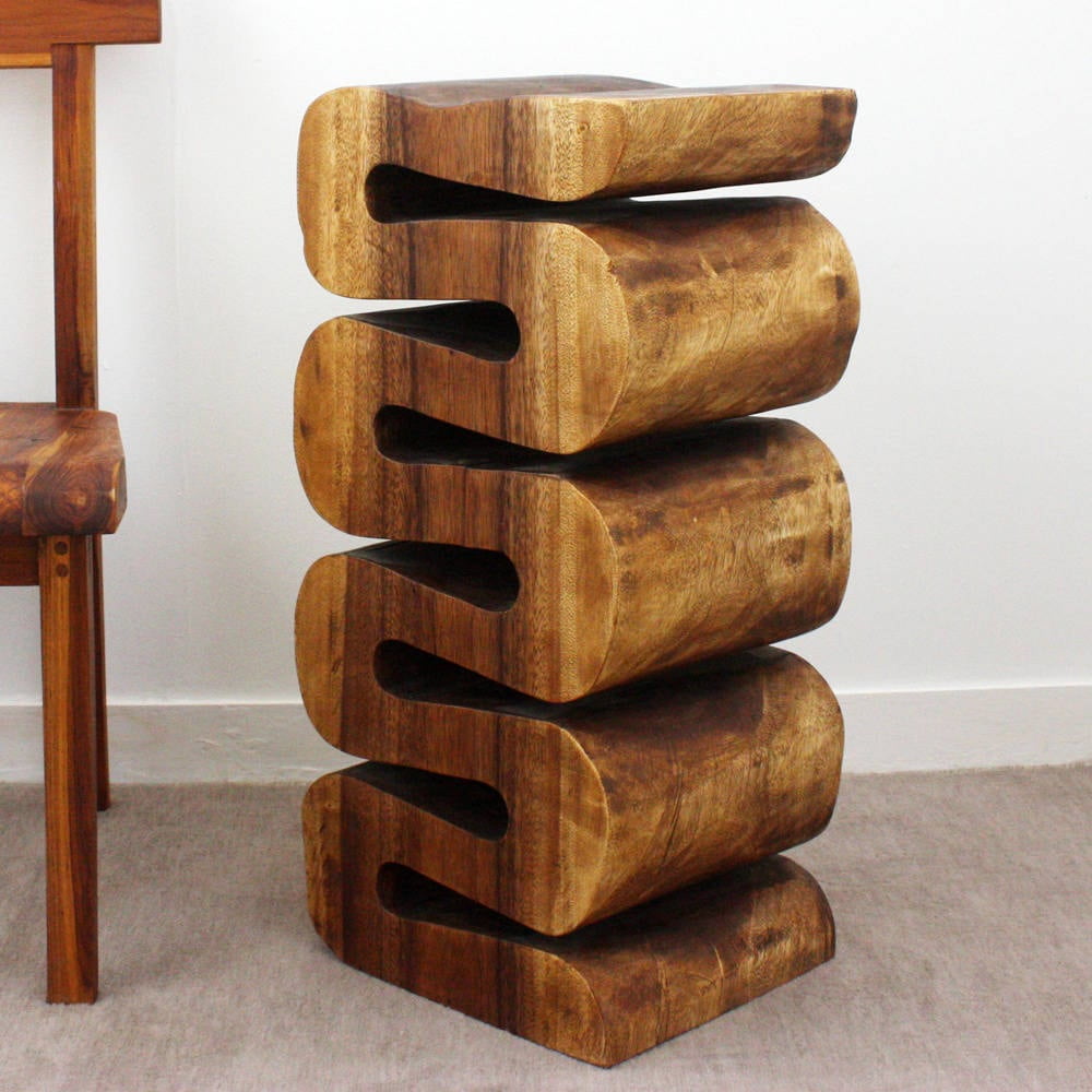 Haussmann® Wood Wave Verve Accent Snake Table 12x14x30 in H Walnut Oil