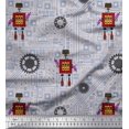 thumbnail image 1 of Soimoi Grey polyester Crepe Fabric Cartoon Machine & Gear Parts Hardware Print Fabric by the Yard 42 Inch Wide, 1 of 3