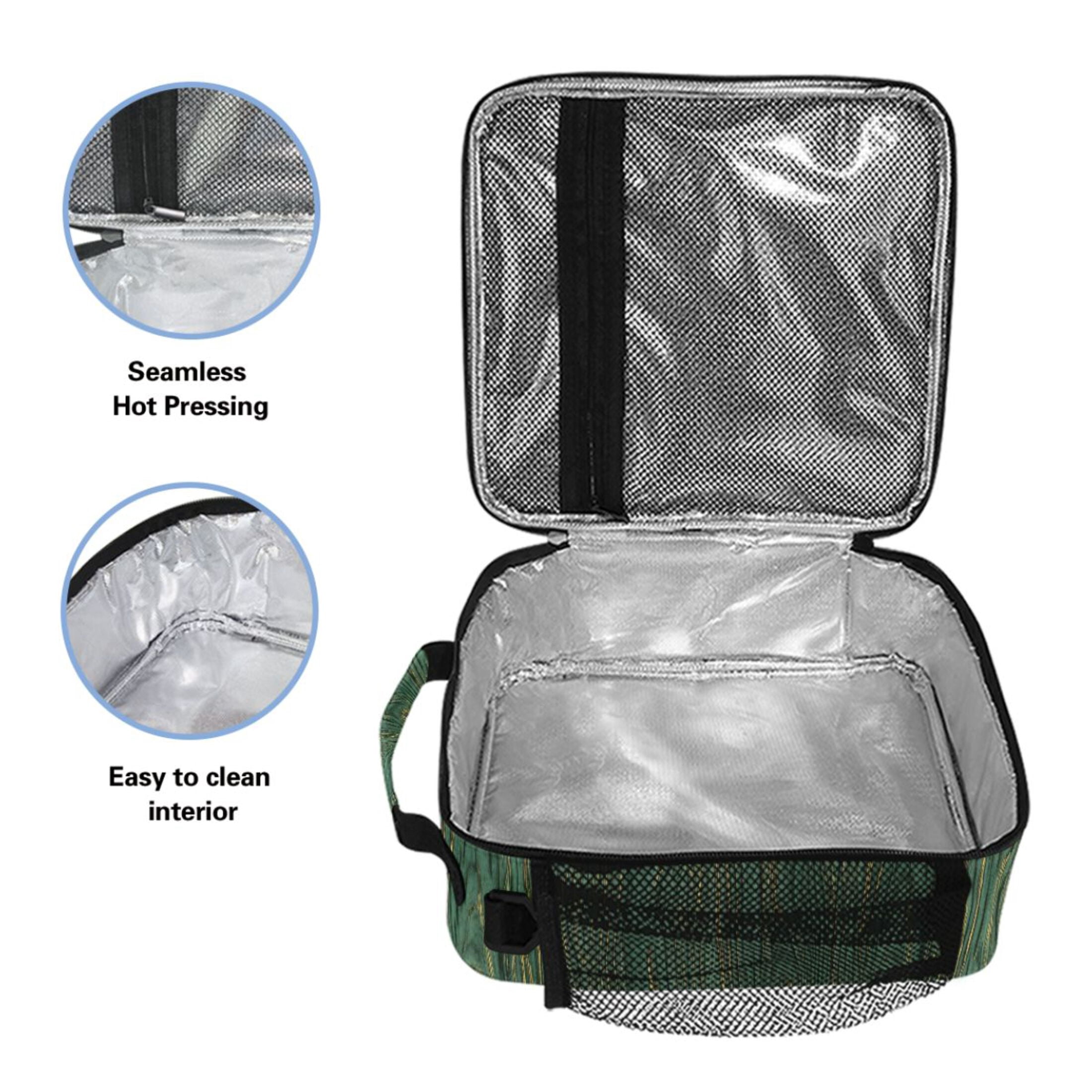 ALAZA Retro Wood Lunch Box Insulated Cooler Lunch Bag with Shoulder Strap Meal Prep Tote