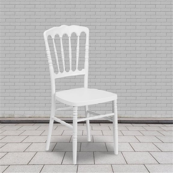 Maklaine Transitional Napoleon Resin Stackable Accent Chair in White