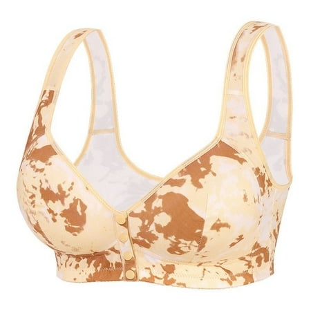 Cxenplz Stretchy Bra Balconette Push-up Bra Women Tie Dye Print Front Buckles Wireless Bra Ultra Soft Full Figure Underwear