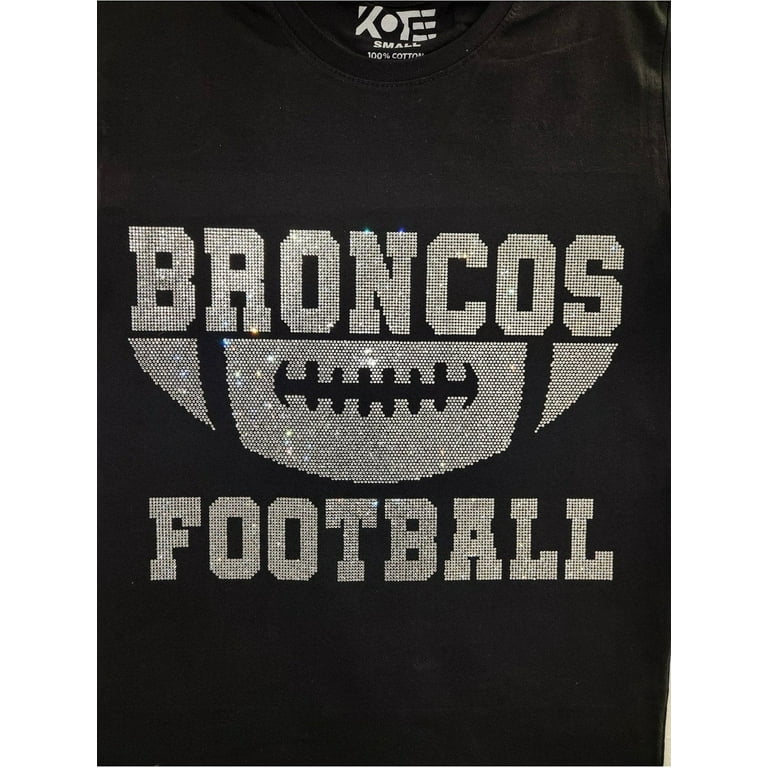 Broncos Football Rhinestone Short Sleeve T-shirt 