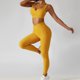 thumbnail image 3 of Pantalones De Yoga Cintura Alta Elásticos Ajustados Levantamiento De Cadera Leggings De Entrenamiento Delgados Pantalones Para Deportes Correr Amarillo M, 3 of 8