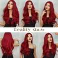 thumbnail image 5 of LHWEN New Ladies Wig Sea King Red Medium Long Curly Hair Suitable For Party Dance Wigs High Temperature Wire Wig 60cm/24in Beauty Salon Straight Hair Fun Lace Wavy Curls Braided Hair Synthetic Hair, 5 of 9