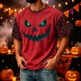 thumbnail image 2 of Big and Tall Halloween Tshirt for Men Casual Pumpkin Print Tee for Wear with Short Sleeves and Halloween Graphic Top Men’s T Shirt Red 5XL, 2 of 7